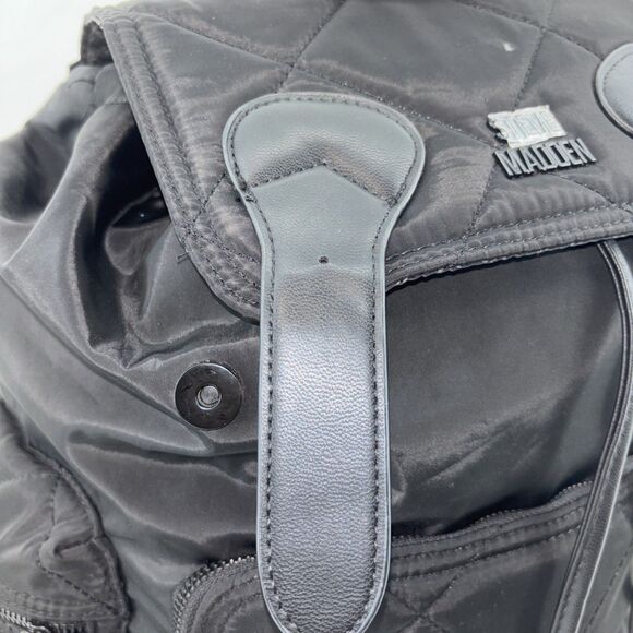 Steve Madden Bqueens Black Quilted Large Backpack Bag Pockets - Picture 7 of 11